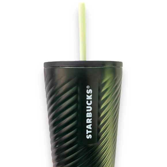 2022 Starbucks Green Swirl Forest Textured Stainless Steel Venti Tumbler 24 oz - Picture 4 of 12